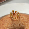 Women's Titanium Steel And Stainless Steel Ring With White Zirconium Wave Pattern Electroplated Nonfading Jewelry