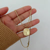 Women's Titanium Steel And Stainless Steel Vintage Sunflower Necklace With 18K Gold Plated Electroplating And Twist Chain