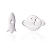 Women's Titanium Steel Asymmetric Spaceship Cartoon Earrings With Electroplated Finish Wholesale Fashion Jewelry