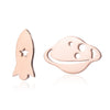 Women's Titanium Steel Asymmetric Spaceship Cartoon Earrings With Electroplated Finish Wholesale Fashion Jewelry