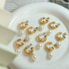 Women's 316L Stainless Steel Baroque Imitation Pearl C Shaped Geometric Electroplated Earrings