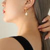 Women's 316L Stainless Steel Baroque Imitation Pearl C Shaped Geometric Electroplated Earrings