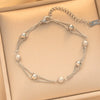 Women's Titanium Steel Beaded Chain Bracelet With Geometric Light Luxury Design And Polished Finish