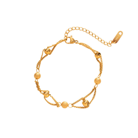 Women's Titanium Steel Beaded Chain Bracelet With Geometric Light Luxury Design And Polished Finish