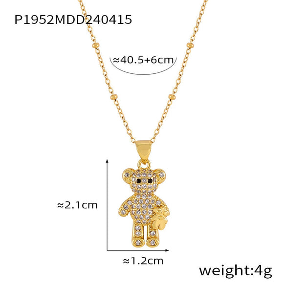 Women's Titanium Steel Bear Necklace With Geometric Pattern And Electroplating Design