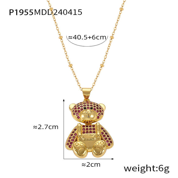 Women's Titanium Steel Bear Necklace With Geometric Pattern And Electroplating Design