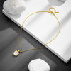 Women's Titanium Steel Box Chain Cat's Eye Necklace With Geometric Style And Electroplating Treatment