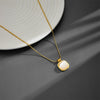 Women's Titanium Steel Box Chain Cat's Eye Necklace With Geometric Style And Electroplating Treatment