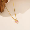 Women's Titanium Steel Box Chain Necklace With Pink Heart Pendant Copper Inlaid Zircon Electroplated Fashion Jewelry Set
