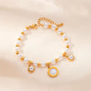 Women's Titanium Steel Bracelet 18K Goldplated With Natural Freshwater Pearl Geometric Heart Shape Flower Design