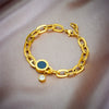 Women's Titanium Steel Bracelet With Black Round Roman Numeral Round Plate Rhinestone Pendant And Electroplating Treatment