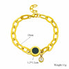 Women's Titanium Steel Bracelet With Black Round Roman Numeral Round Plate Rhinestone Pendant And Electroplating Treatment