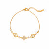 Women's Titanium Steel Bracelet With Colorful Zircon Geometric Heart Design And Real Gold Plating