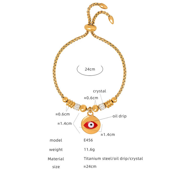 Women's 316L Stainless Steel Bracelet With Retro Personality Exaggerated Eyes Pendant And Geometric Style Electroplated
