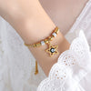 Women's 316L Stainless Steel Bracelet With Retro Personality Exaggerated Eyes Pendant And Geometric Style Electroplated