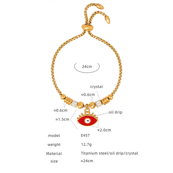 Women's 316L Stainless Steel Bracelet With Retro Personality Exaggerated Eyes Pendant And Geometric Style Electroplated