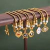 Women's 316L Stainless Steel Bracelet With Retro Personality Exaggerated Eyes Pendant And Geometric Style Electroplated