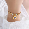Women's 316L Stainless Steel Bracelet With Retro Personality Exaggerated Eyes Pendant And Geometric Style Electroplated