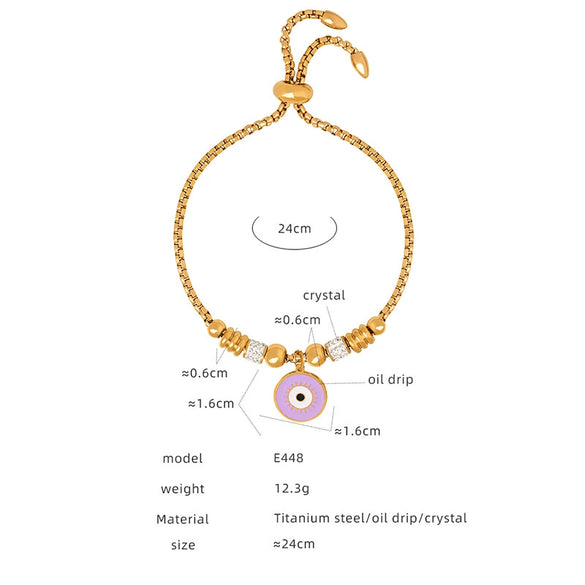 Women's 316L Stainless Steel Bracelet With Retro Personality Exaggerated Eyes Pendant And Geometric Style Electroplated