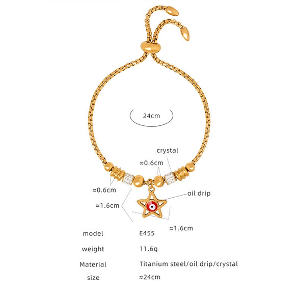 Women's 316L Stainless Steel Bracelet With Retro Personality Exaggerated Eyes Pendant And Geometric Style Electroplated