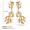 Women's 316L Stainless Steel Branchshaped Light Luxury Textured Earrings Plated With Gold
