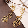 Women's 316L Stainless Steel Branchshaped Light Luxury Textured Earrings Plated With Gold