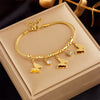Women's Titanium Steel Butterfly Beaded Electroplated Allmatch Bracelet