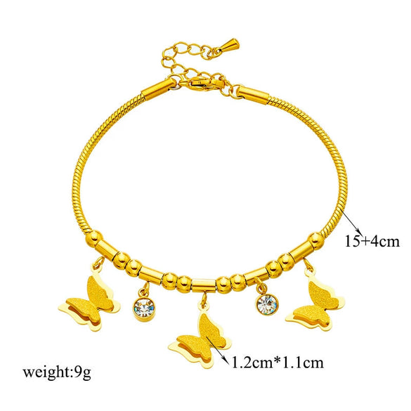 Women's Titanium Steel Butterfly Beaded Electroplated Allmatch Bracelet
