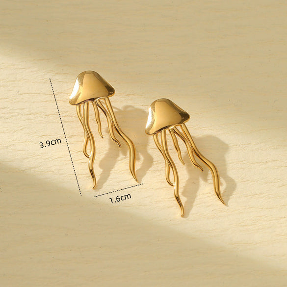 Women's Titanium Steel Butterfly Flower Electroplated Earrings Light Luxury Style