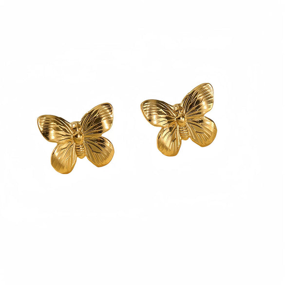 Women's Titanium Steel Butterfly Flower Electroplated Earrings Light Luxury Style