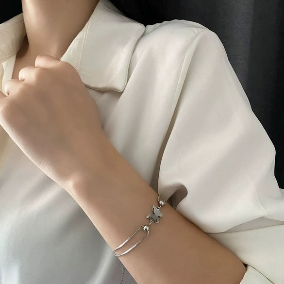 Women's Titanium Steel Butterfly Light Luxury Geometric Polished Bracelet