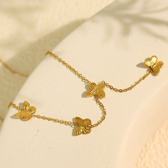Women's 316L Stainless Steel Butterfly Tassel Necklace Electroplated Light Luxury Fashion Design