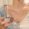 Women's Titanium Steel Clavicle Chain With Zircon Tear Drop Pendant Electroplated Design