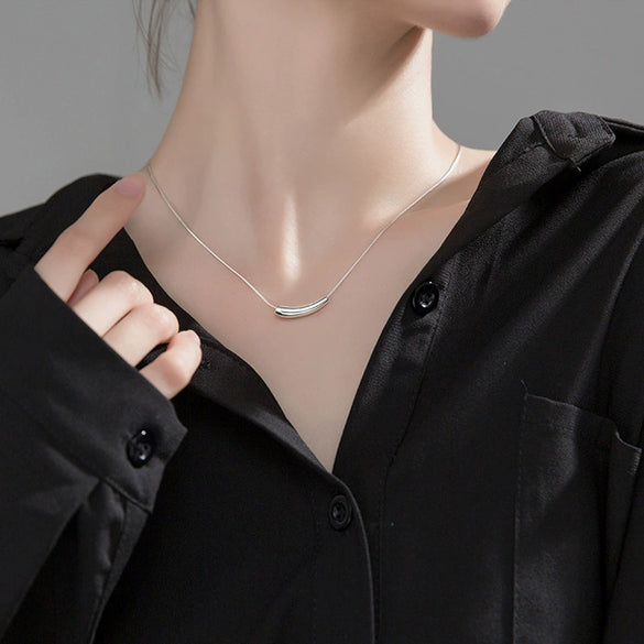 Women's Titanium Steel Clavicle Necklace With Geometric Design And Real Gold Plating In Furnace