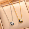 Women's Titanium Steel Clover Leaf Pendant Necklace With Round Link Chain Polished Gold Tone Electroplated Light Luxury Jewelry