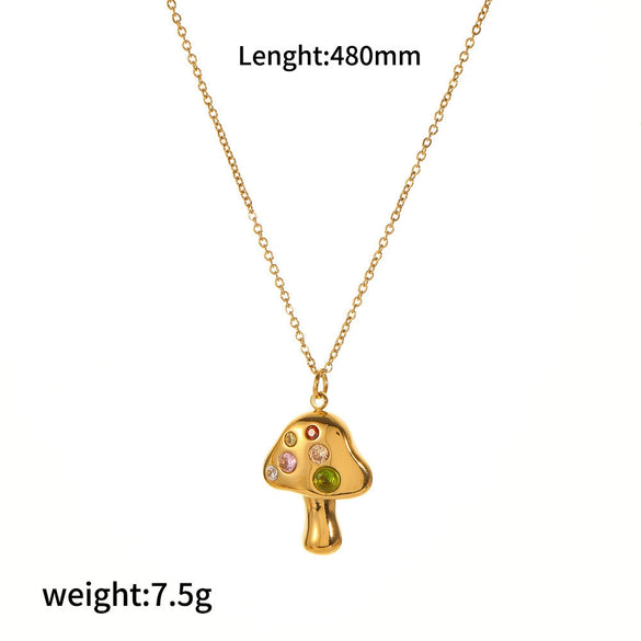 Women's Titanium Steel Color Zircon Necklace Geometric Style Electroplated