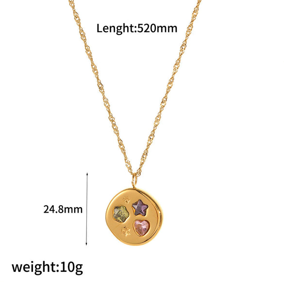 Women's Titanium Steel Color Zircon Necklace Geometric Style Electroplated