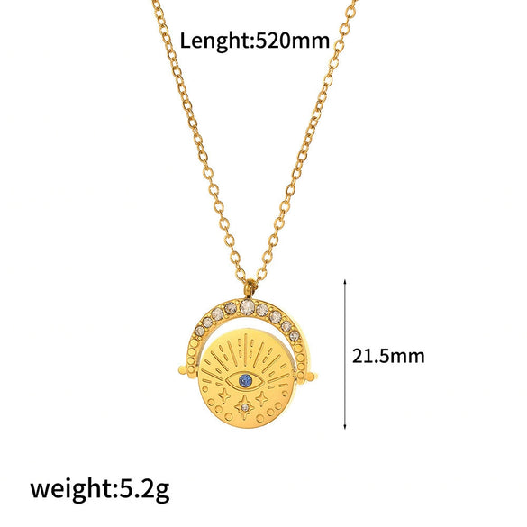 Women's Titanium Steel Color Zircon Necklace Geometric Style Electroplated