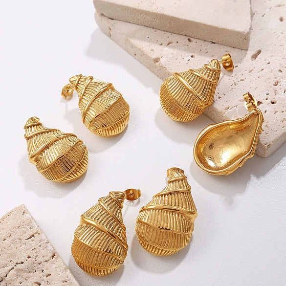 Women's 316L Stainless Steel Conch Earrings With Electroplating Fashion Style