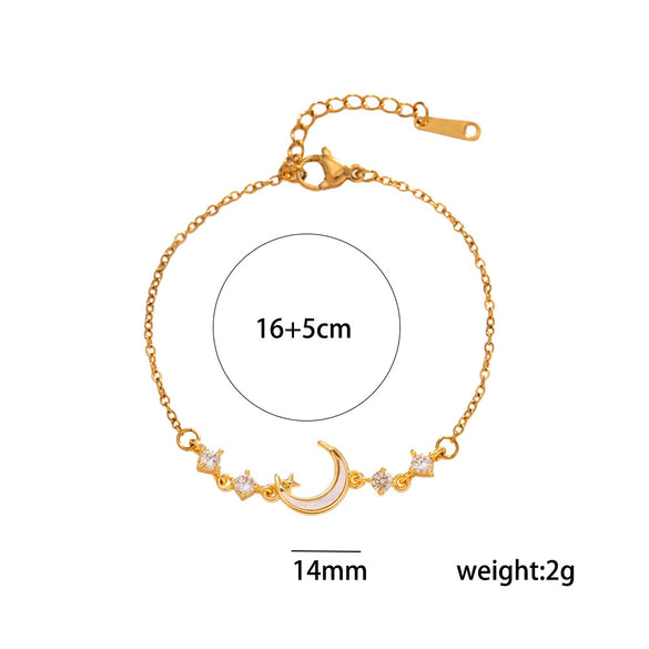 Women's Titanium Steel Crescent Moon Bracelet With Real Gold Plating Simple Light Luxury Fashion Jewelry