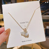 Women's Titanium Steel Cross Chain Necklace With Bowknot And Small Gourd Shape And Mixed Gem Inlay And Diamond Design