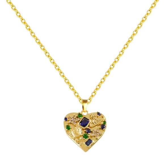 Women's Titanium Steel Cross Chain Necklace With Colorful Zircon Love Pendant Real Gold Plated And Enhanced Color Retention Highend Style