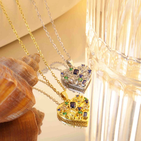 Women's Titanium Steel Cross Chain Necklace With Colorful Zircon Love Pendant Real Gold Plated And Enhanced Color Retention Highend Style