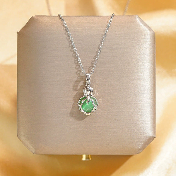 Women's Titanium Steel Cross Chain Necklace With Geometric Pattern And Mixed Gemstone Inlay Light Luxury Style