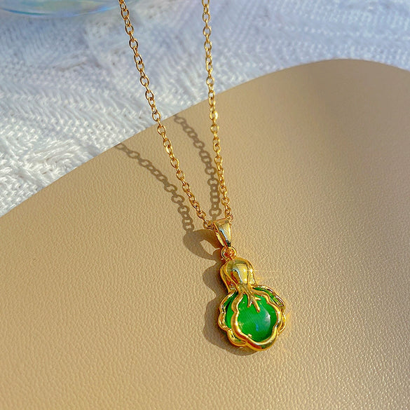 Women's Titanium Steel Cross Chain Necklace With Geometric Pattern And Mixed Gemstone Inlay Light Luxury Style