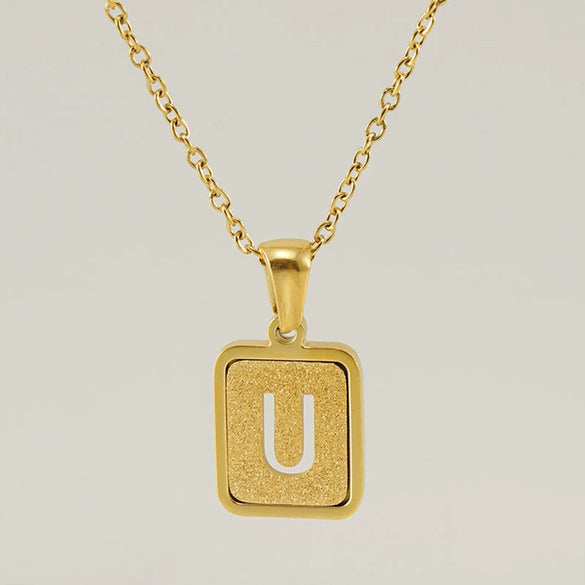 Women's 316L Stainless Steel Cross Chain Necklace With Hollow Letter Pendant