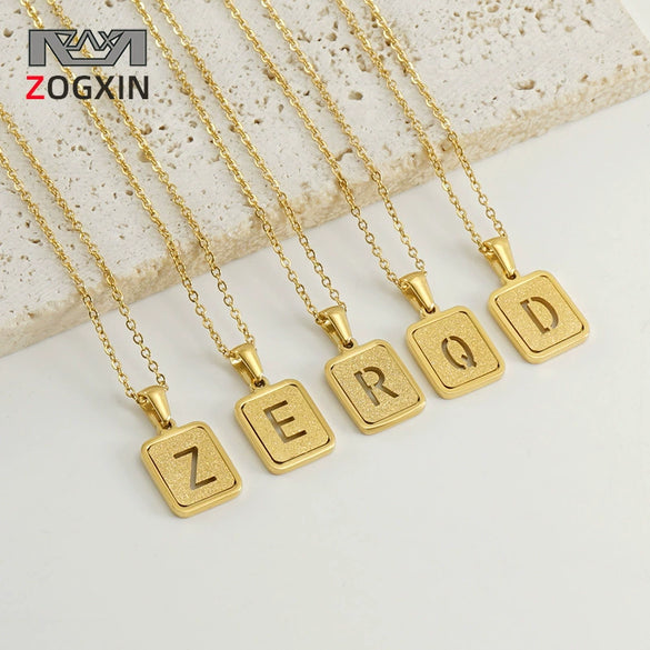 Women's 316L Stainless Steel Cross Chain Necklace With Hollow Letter Pendant
