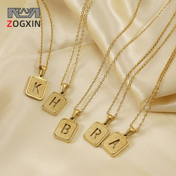 Women's 316L Stainless Steel Cross Chain Necklace With Hollow Letter Pendant