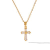 Women's Titanium Steel Cross Pendant Necklace With Geometric Design And Vacuum Electroplating Inlay O Word Chain