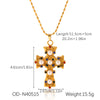 Women's Titanium Steel Cross Pendant Necklace With Geometric Design And Vacuum Electroplating Inlay O Word Chain
